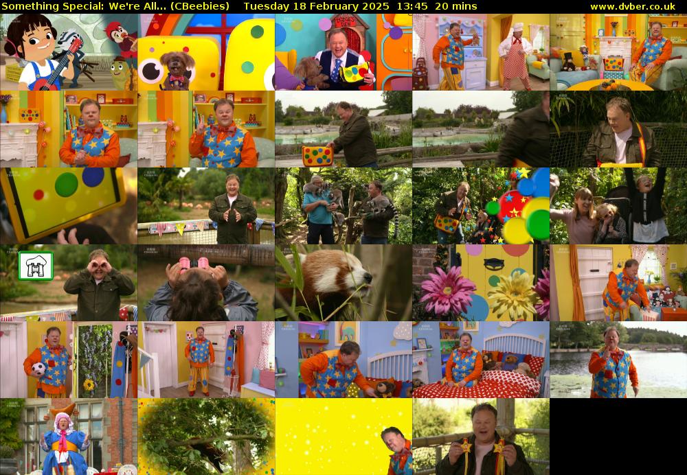 Something Special: We're All... (CBeebies) Tuesday 18 February 2025 13:45 - 14:05