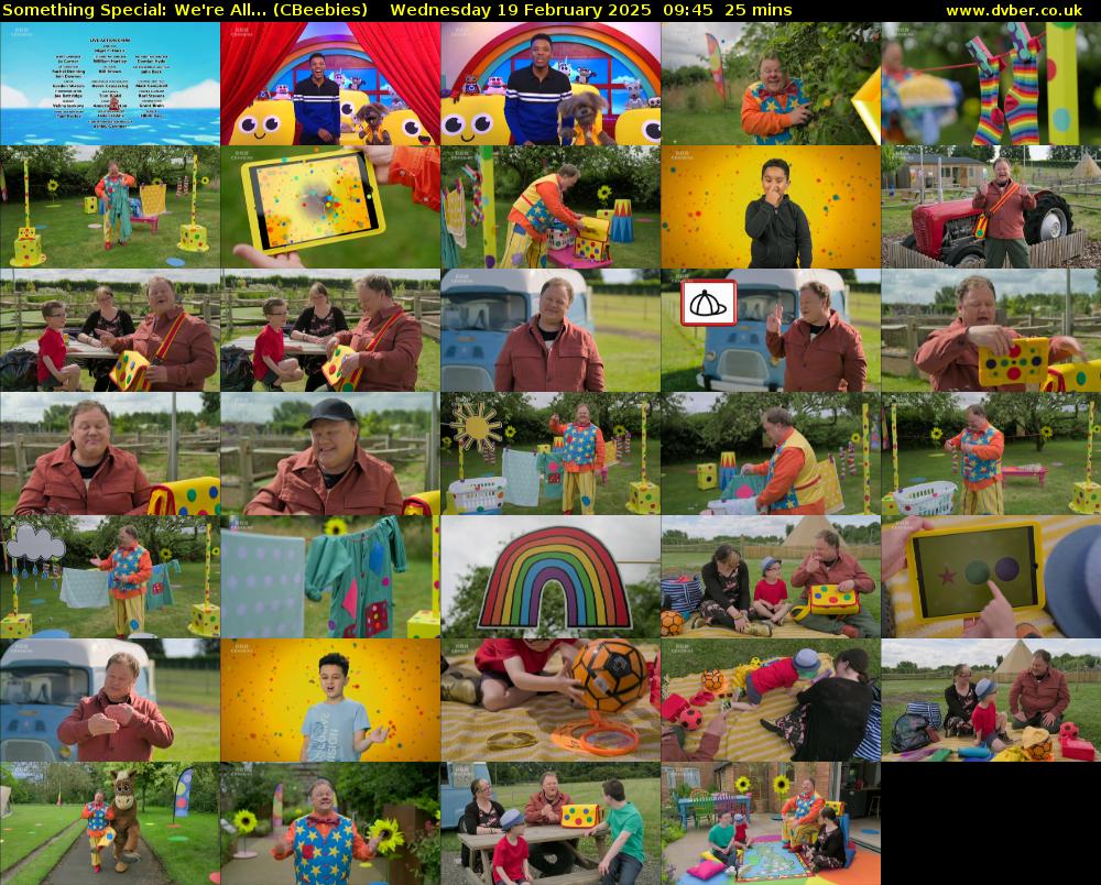 Something Special: We're All... (CBeebies) Wednesday 19 February 2025 09:45 - 10:10