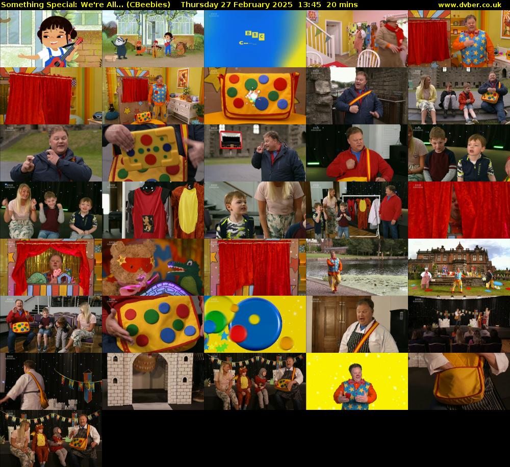 Something Special: We're All... (CBeebies) Thursday 27 February 2025 13:45 - 14:05