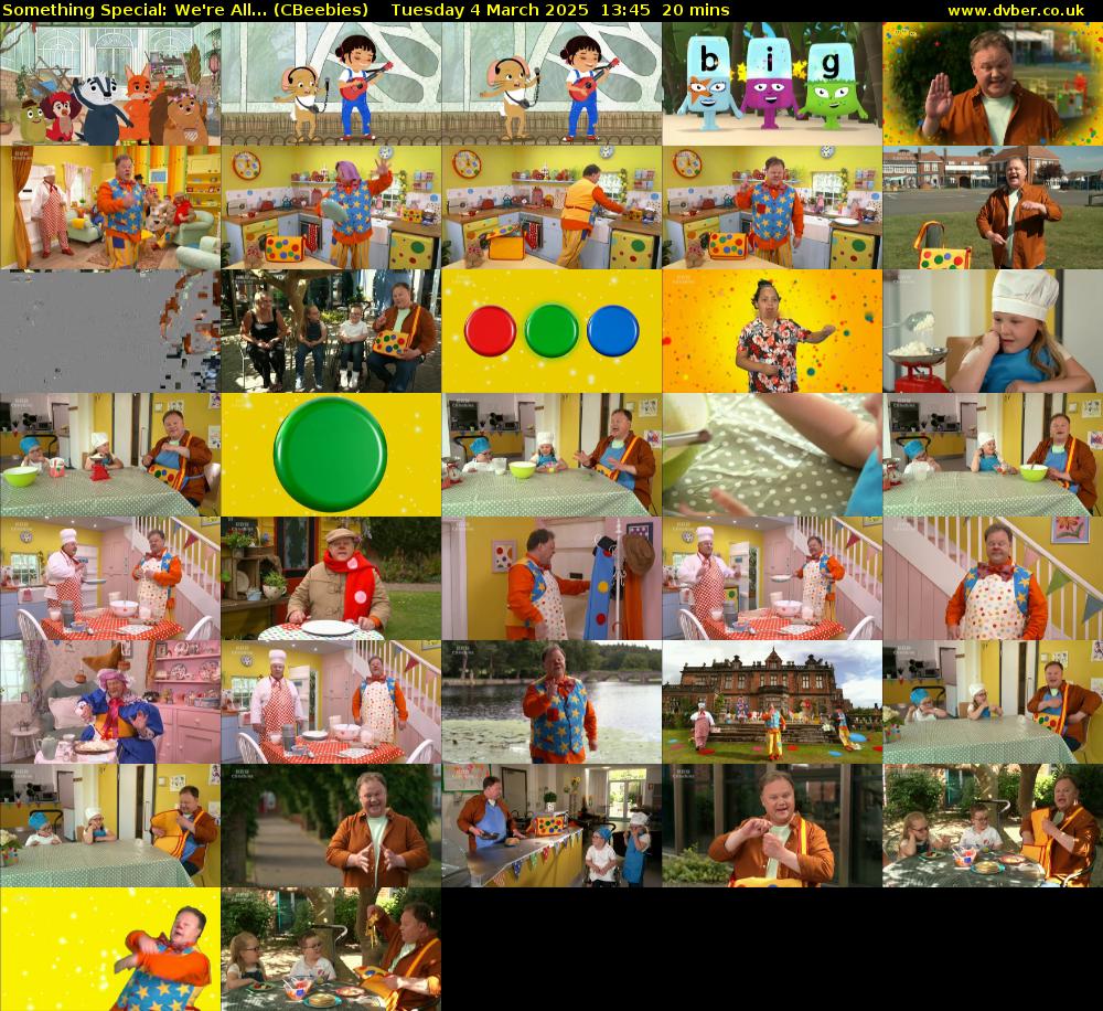Something Special: We're All... (CBeebies) Tuesday 4 March 2025 13:45 - 14:05