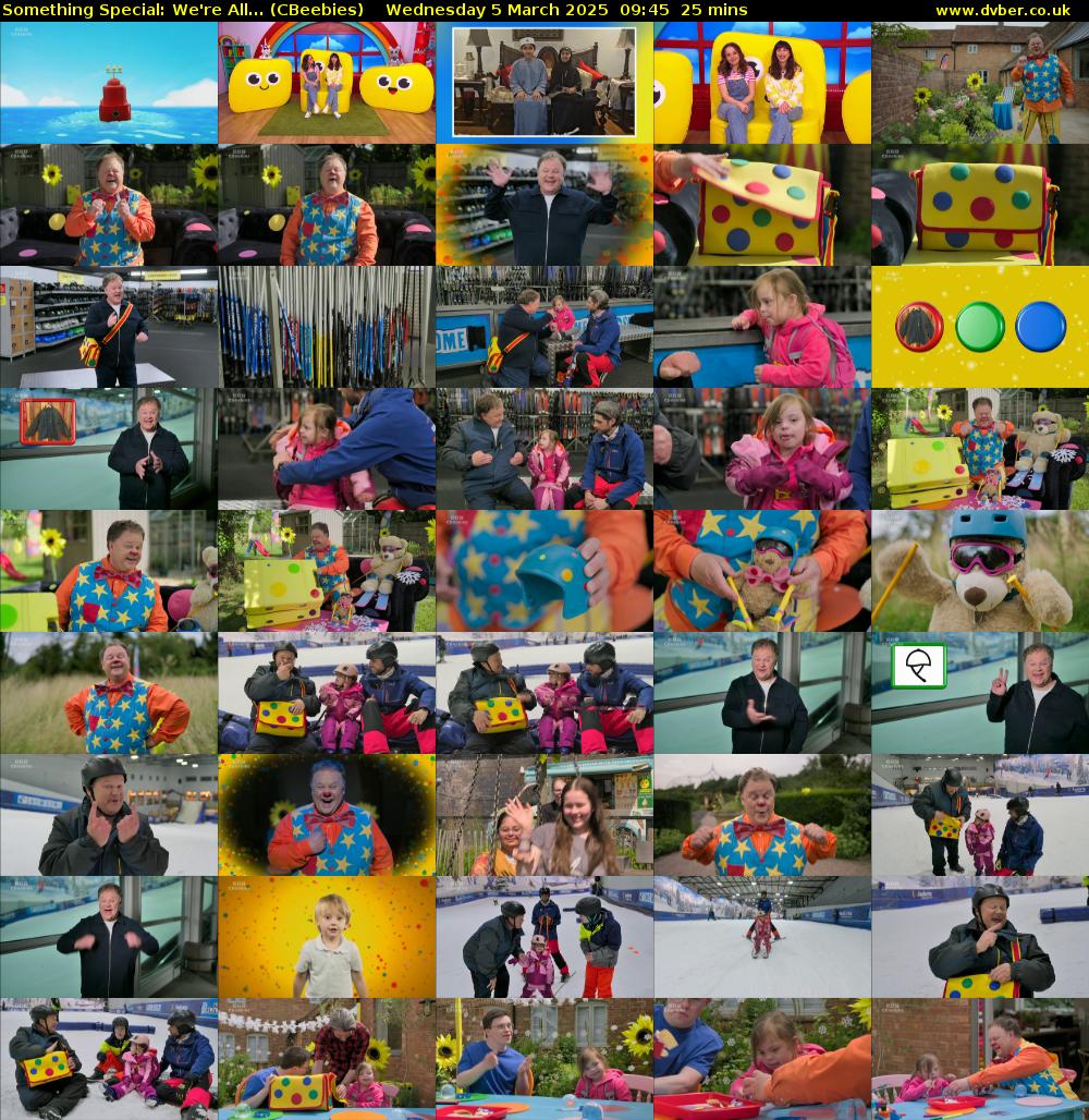 Something Special: We're All... (CBeebies) Wednesday 5 March 2025 09:45 - 10:10