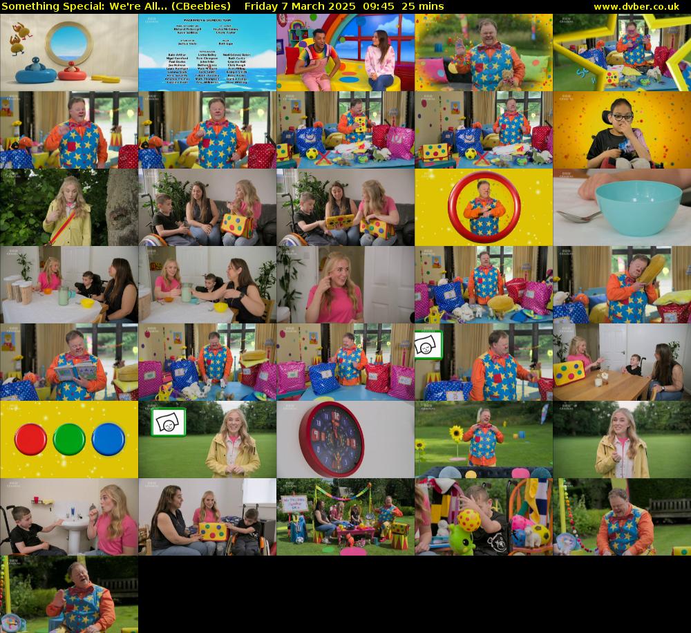 Something Special: We're All... (CBeebies) Friday 7 March 2025 09:45 - 10:10
