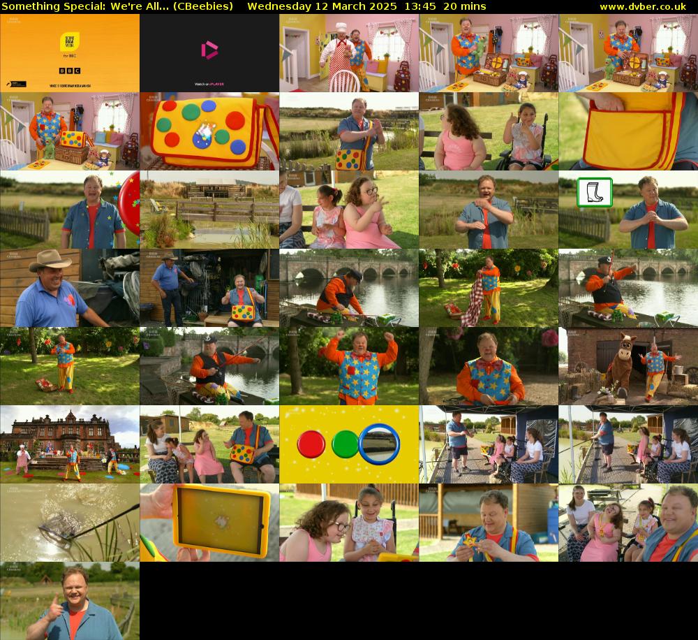 Something Special: We're All... (CBeebies) Wednesday 12 March 2025 13:45 - 14:05