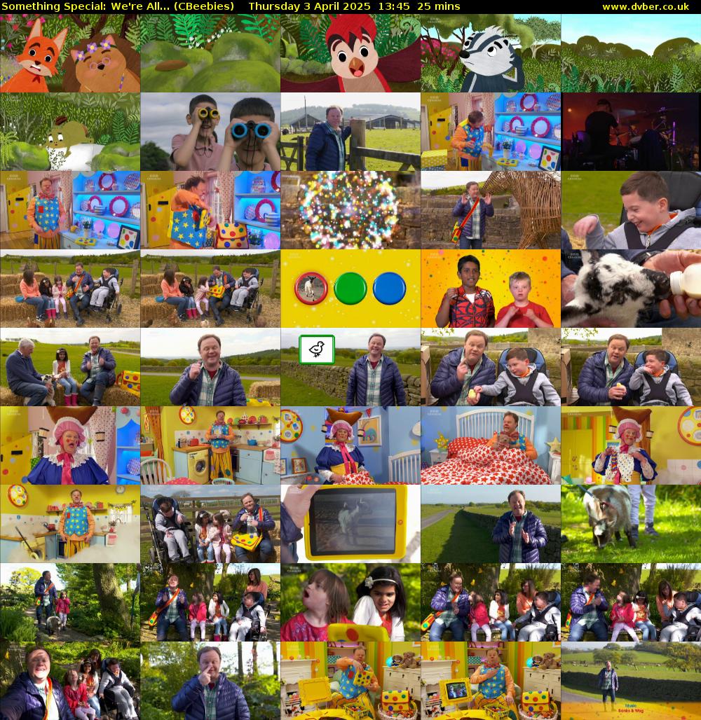 Something Special: We're All... (CBeebies) Thursday 3 April 2025 13:45 - 14:10