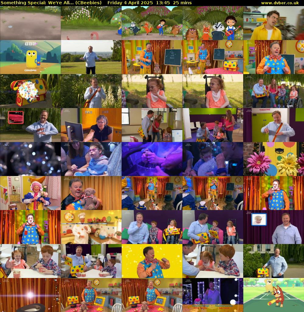 Something Special: We're All... (CBeebies) Friday 4 April 2025 13:45 - 14:10