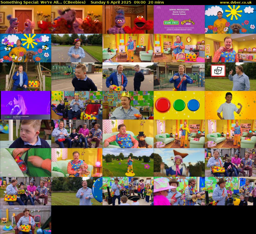 Something Special: We're All... (CBeebies) Sunday 6 April 2025 09:00 - 09:20