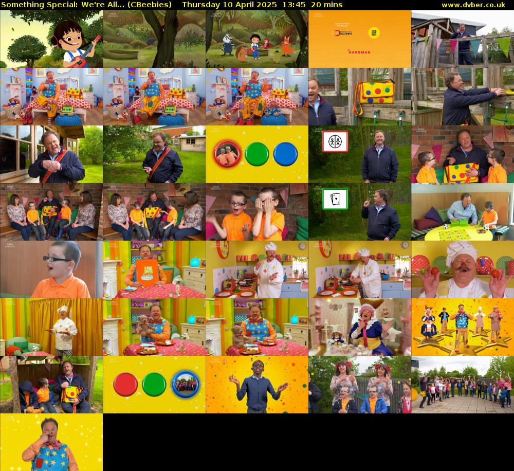 Something Special: We're All... (CBeebies) Thursday 10 April 2025 13:45 - 14:05