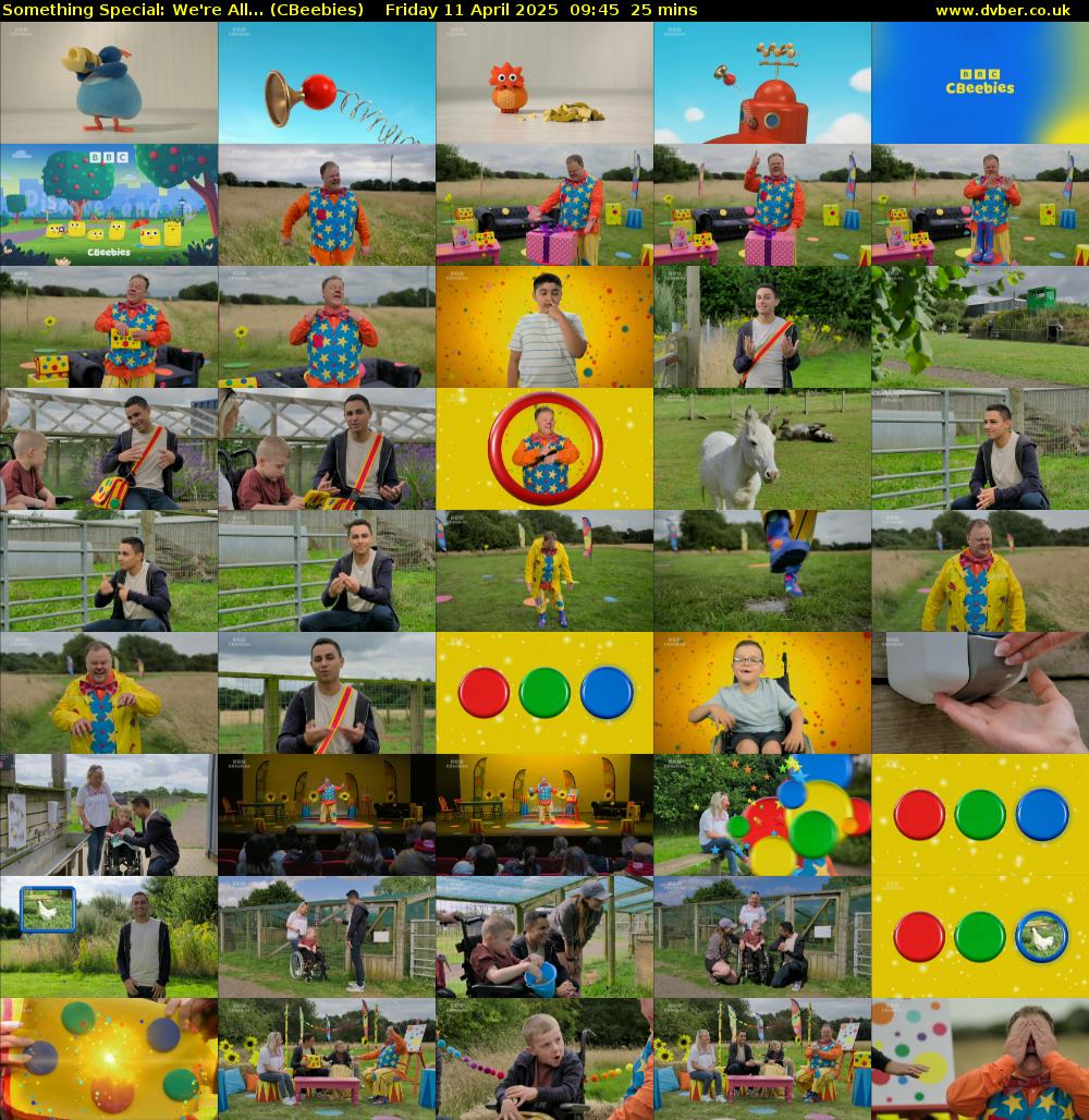 Something Special: We're All... (CBeebies) Friday 11 April 2025 09:45 - 10:10