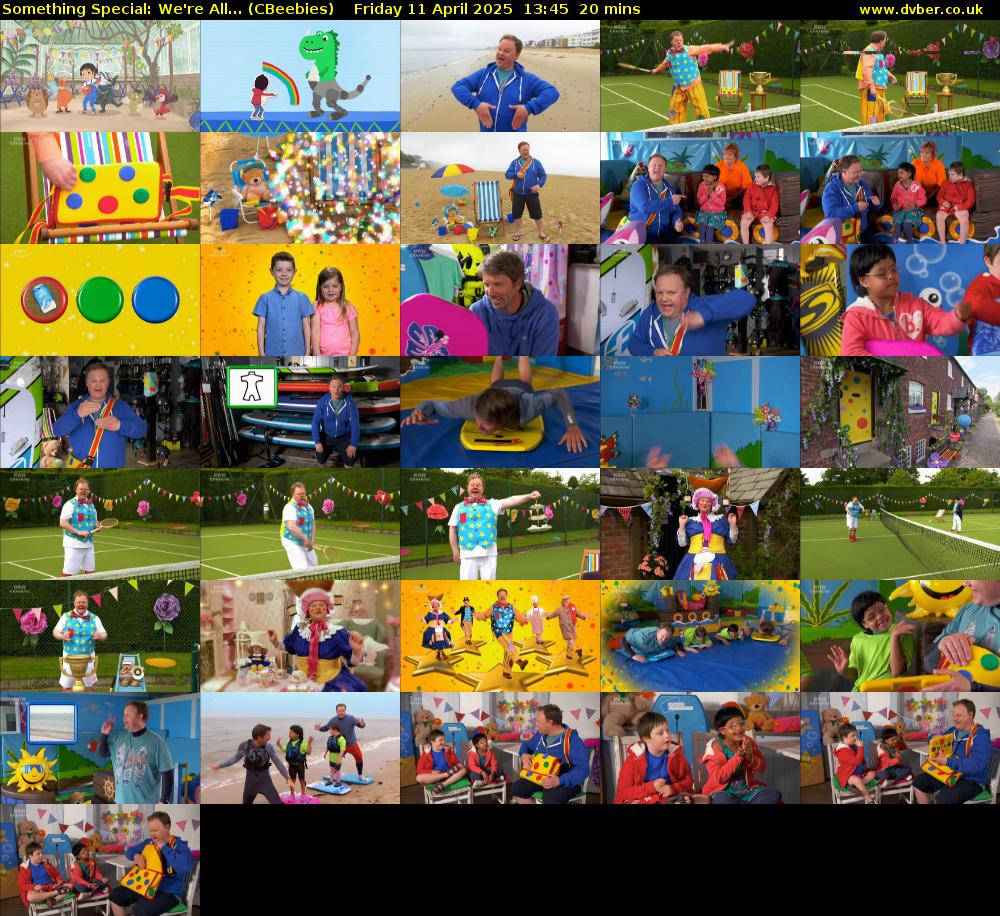 Something Special: We're All... (CBeebies) Friday 11 April 2025 13:45 - 14:05