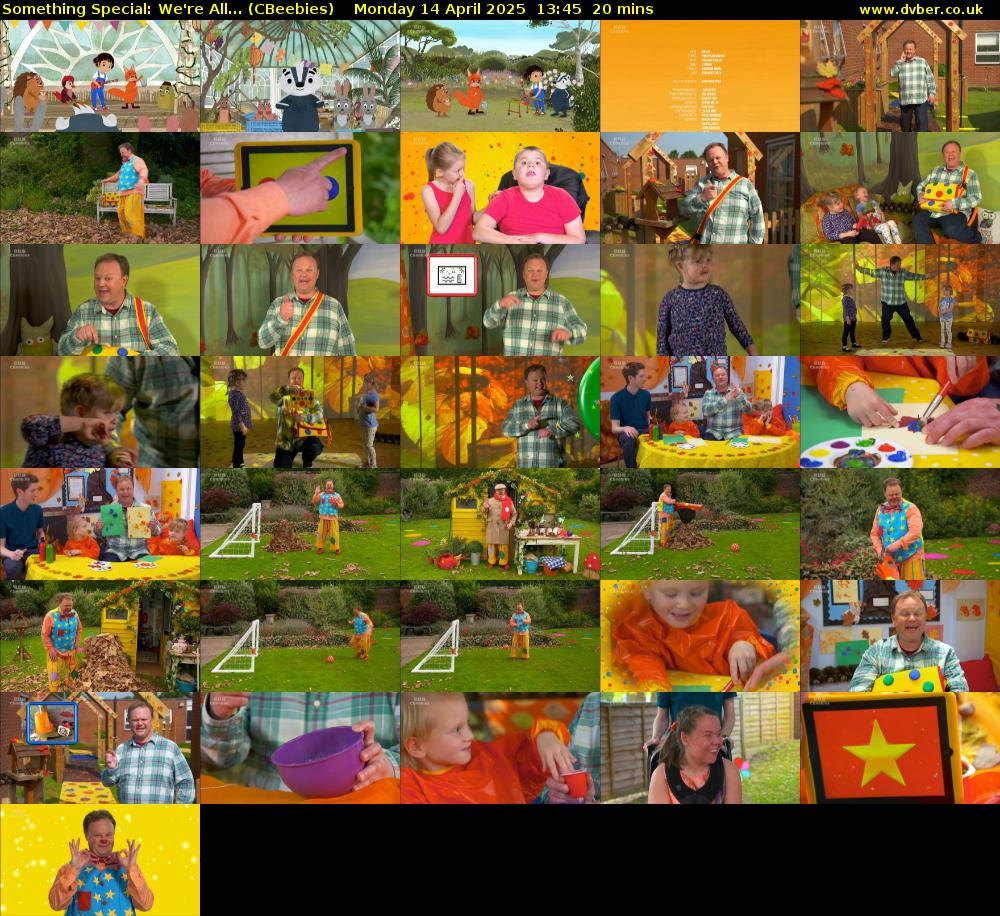 Something Special: We're All... (CBeebies) Monday 14 April 2025 13:45 - 14:05