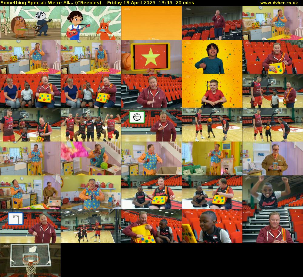 Something Special: We're All... (CBeebies) Friday 18 April 2025 13:45 - 14:05