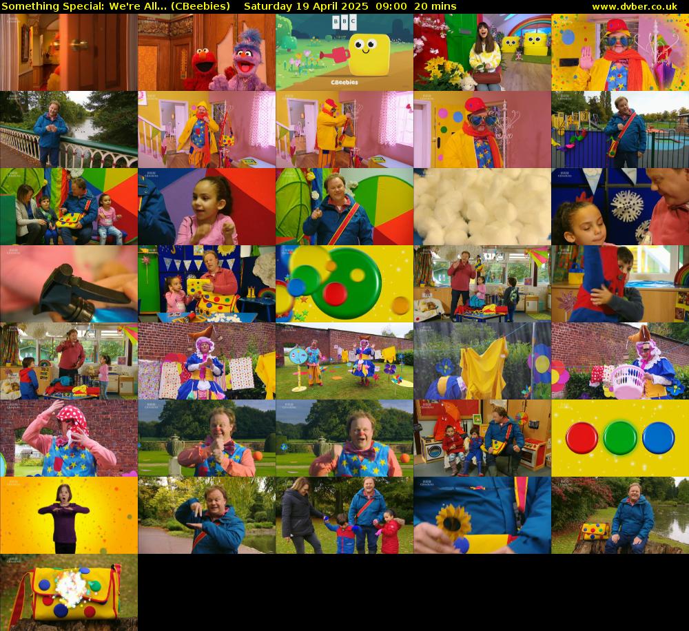 Something Special: We're All... (CBeebies) Saturday 19 April 2025 09:00 - 09:20