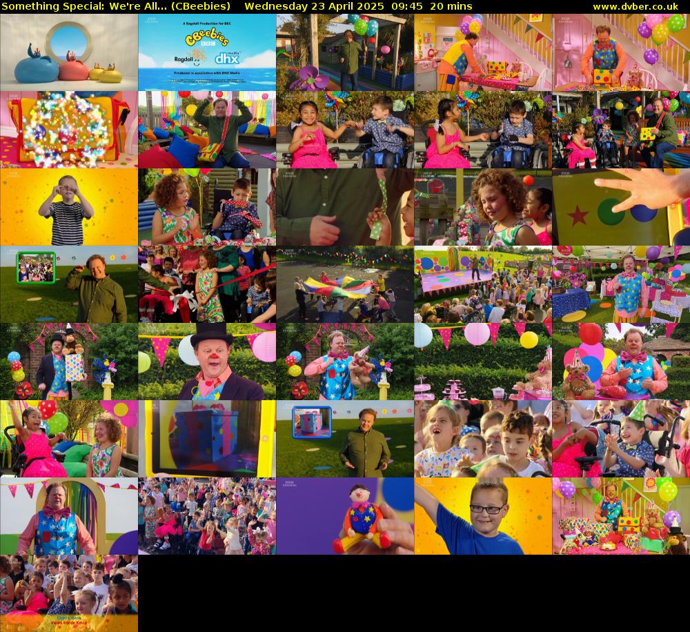 Something Special: We're All... (CBeebies) Wednesday 23 April 2025 09:45 - 10:05