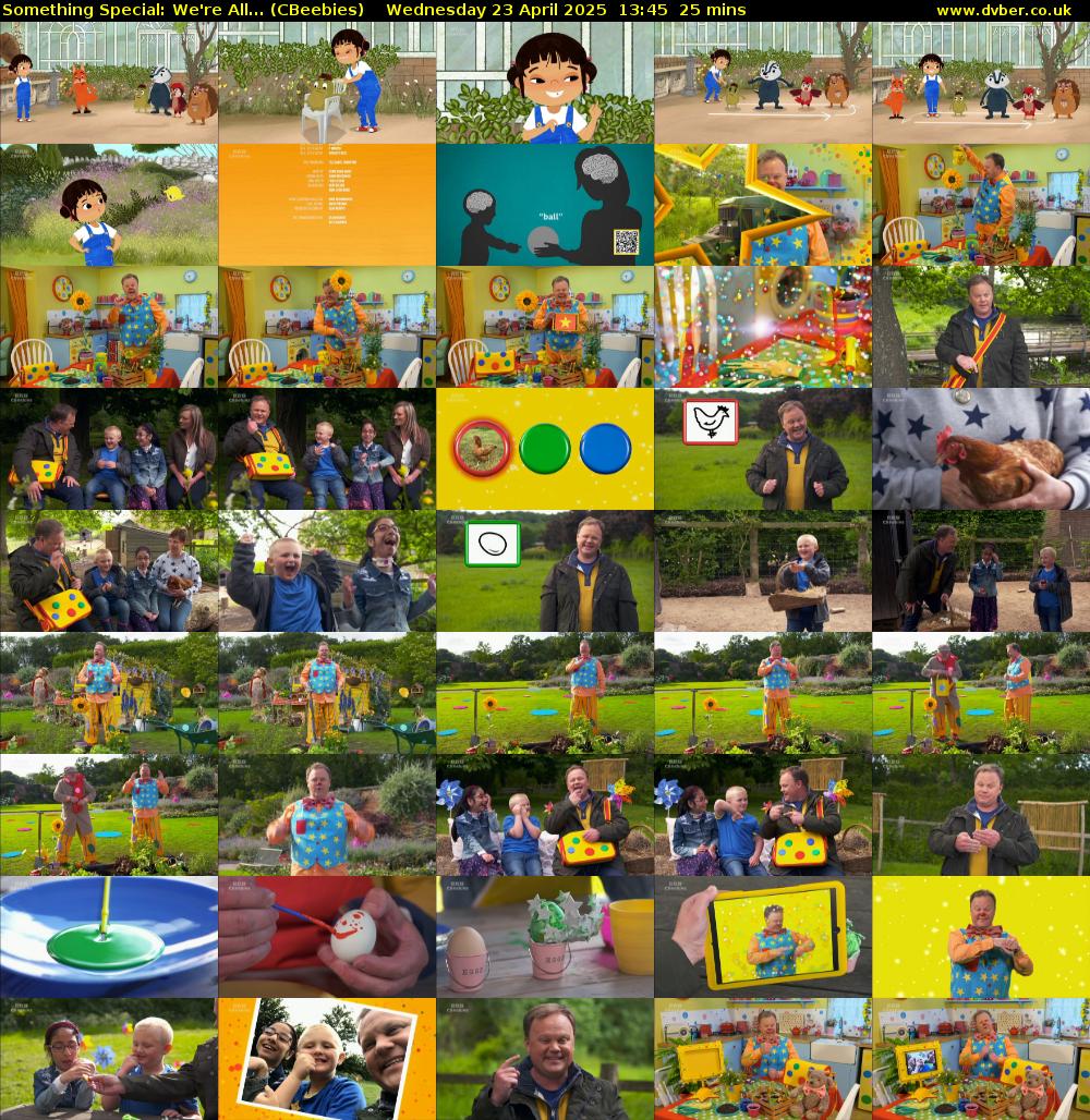 Something Special: We're All... (CBeebies) Wednesday 23 April 2025 13:45 - 14:10