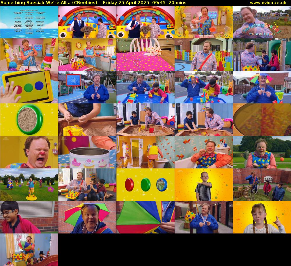 Something Special: We're All... (CBeebies) Friday 25 April 2025 09:45 - 10:05