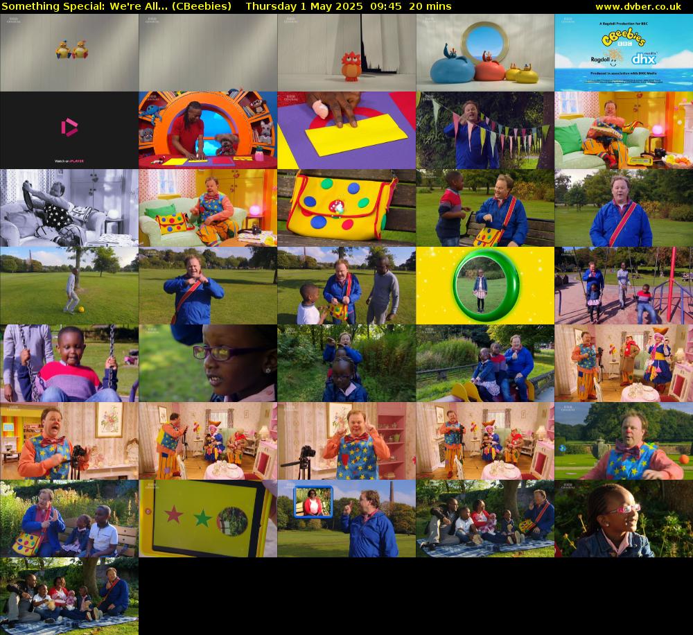 Something Special: We're All... (CBeebies) Thursday 1 May 2025 09:45 - 10:05