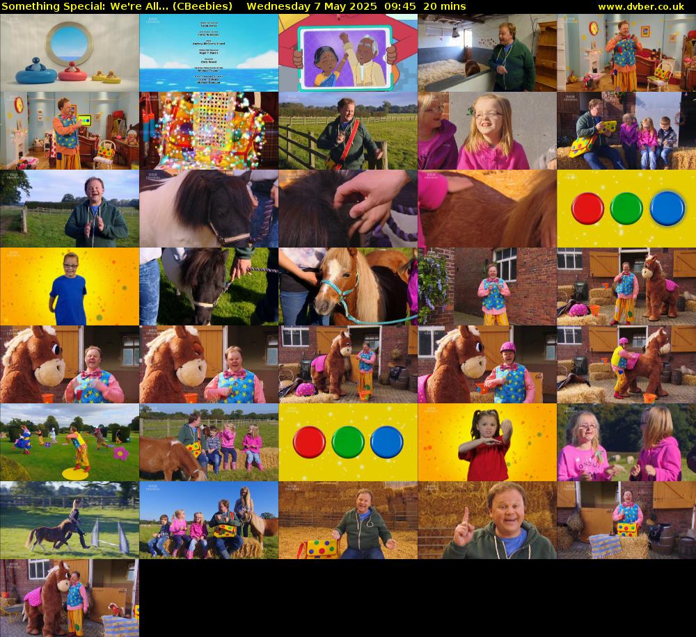 Something Special: We're All... (CBeebies) Wednesday 7 May 2025 09:45 - 10:05
