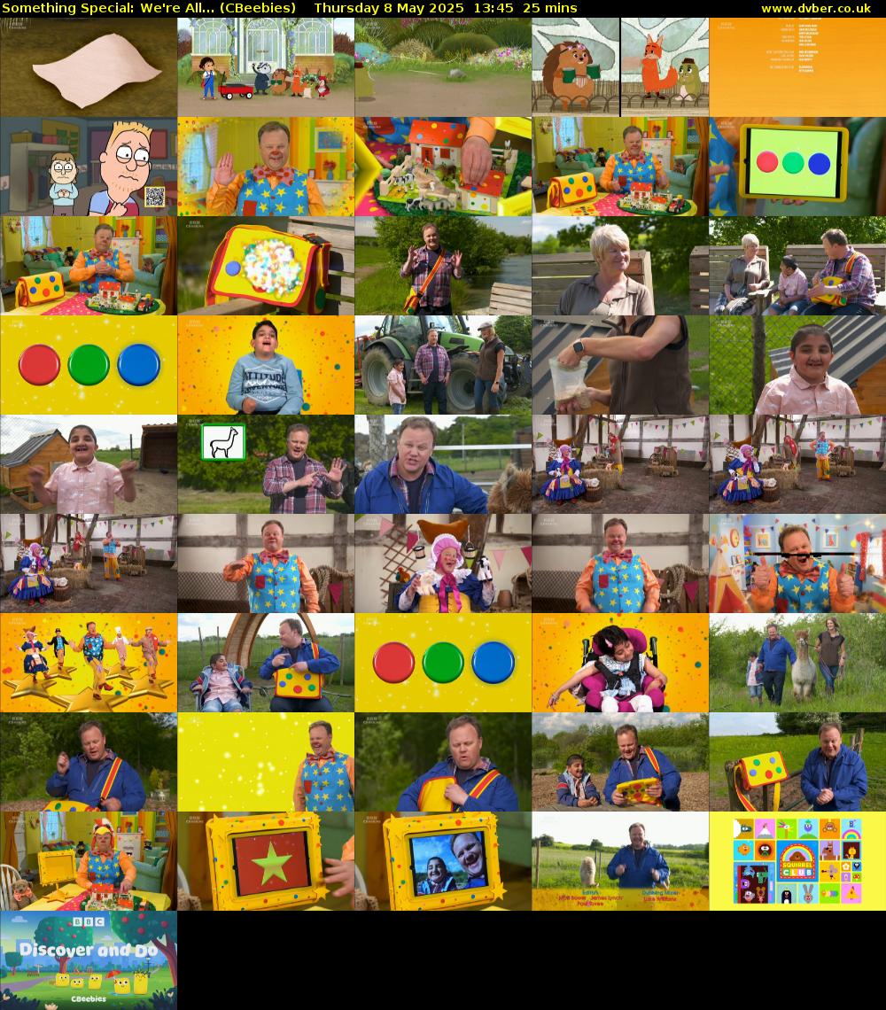 Something Special: We're All... (CBeebies) Thursday 8 May 2025 13:45 - 14:10