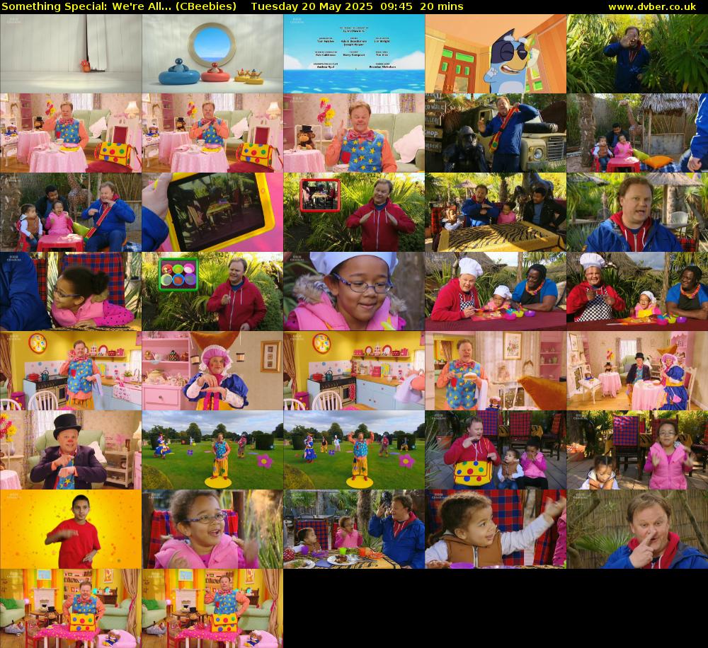 Something Special: We're All... (CBeebies) Tuesday 20 May 2025 09:45 - 10:05