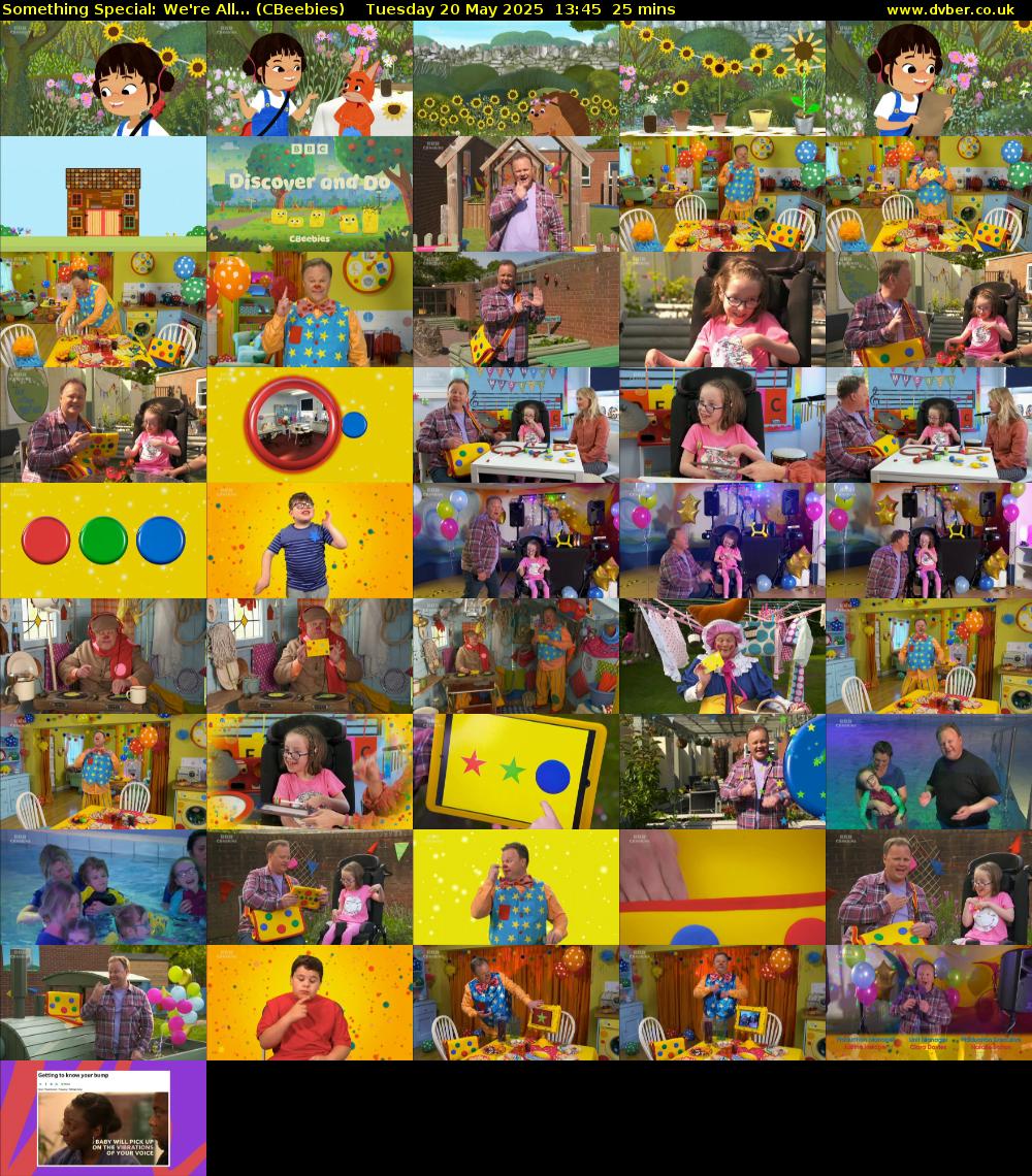 Something Special: We're All... (CBeebies) Tuesday 20 May 2025 13:45 - 14:10