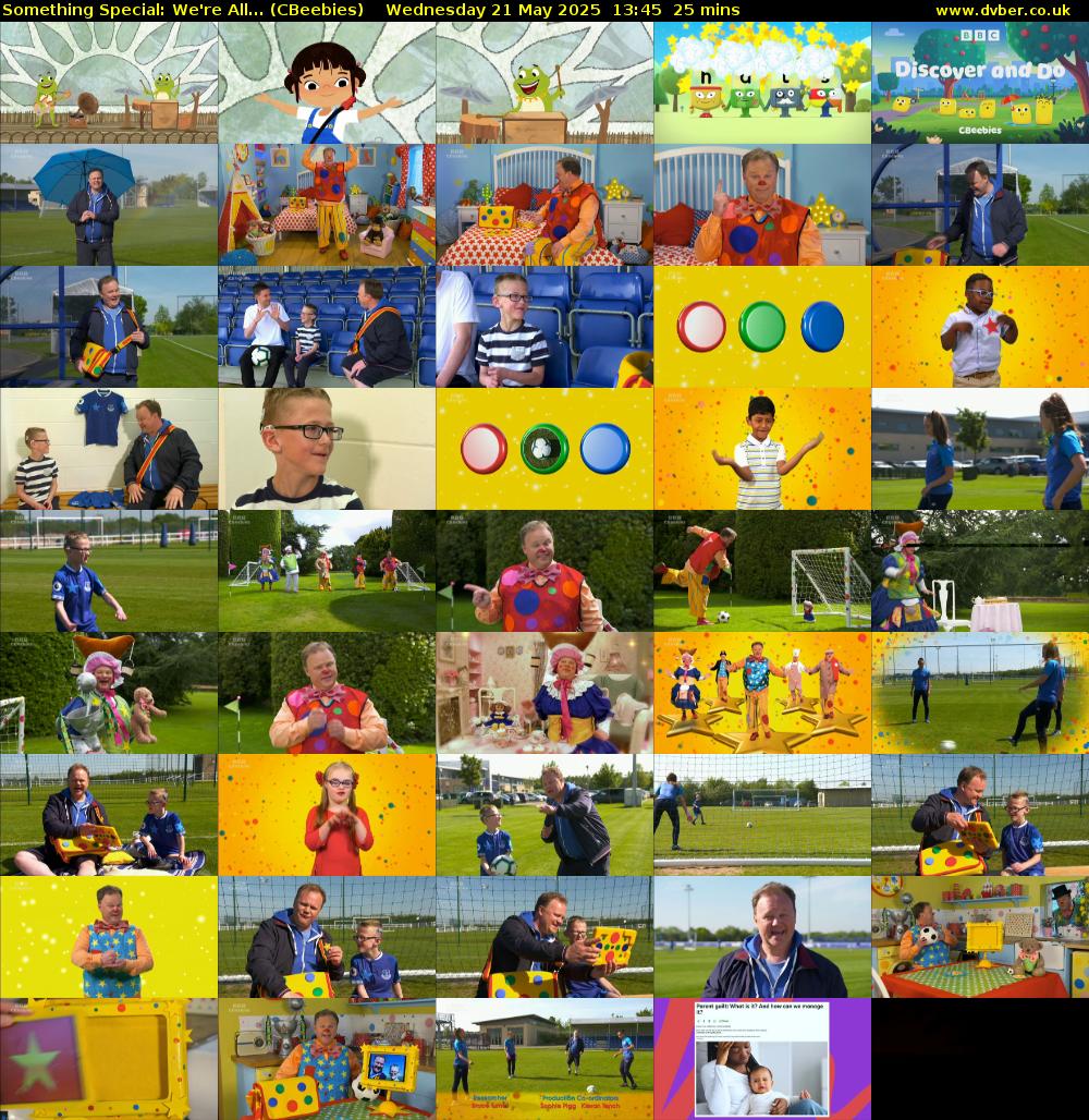 Something Special: We're All... (CBeebies) Wednesday 21 May 2025 13:45 - 14:10