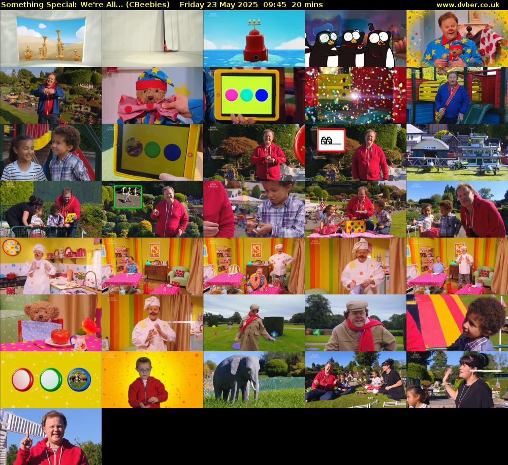 Something Special: We're All... (CBeebies) Friday 23 May 2025 09:45 - 10:05