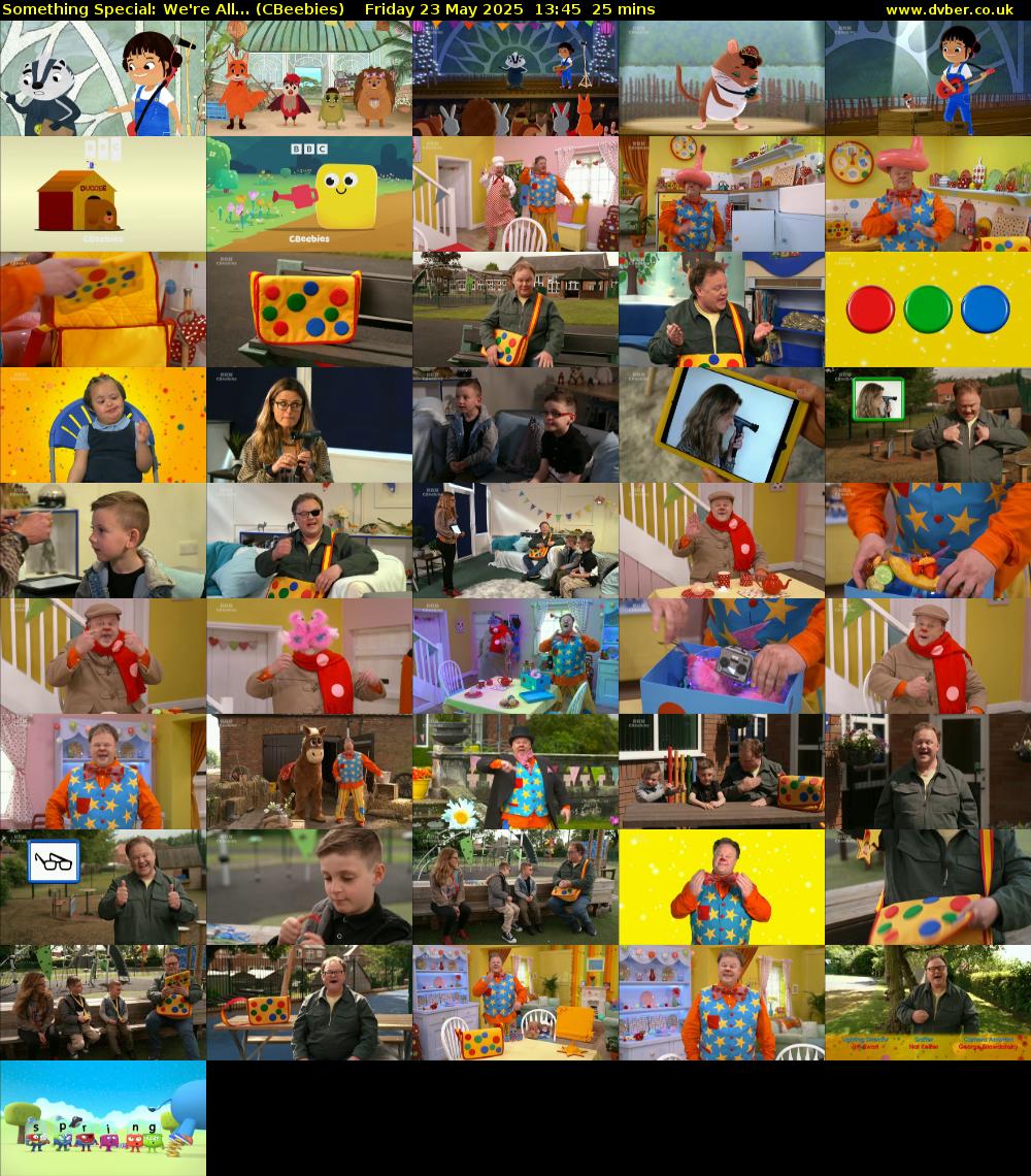 Something Special: We're All... (CBeebies) Friday 23 May 2025 13:45 - 14:10