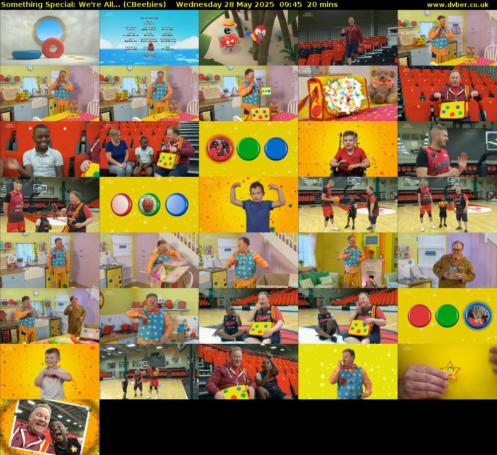 Something Special: We're All... (CBeebies) Wednesday 28 May 2025 09:45 - 10:05