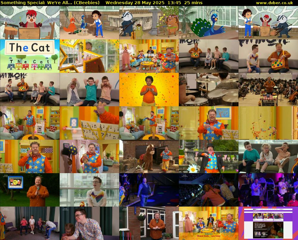 Something Special: We're All... (CBeebies) Wednesday 28 May 2025 13:45 - 14:10