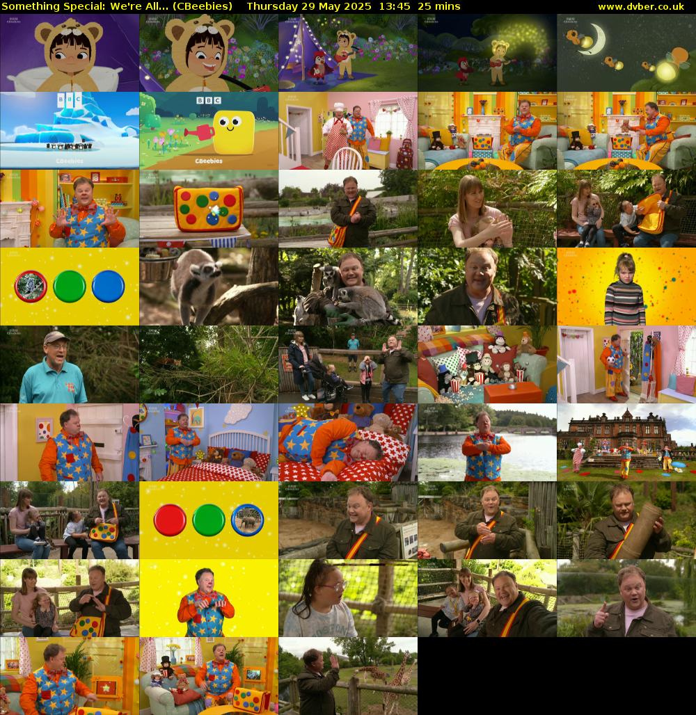 Something Special: We're All... (CBeebies) Thursday 29 May 2025 13:45 - 14:10