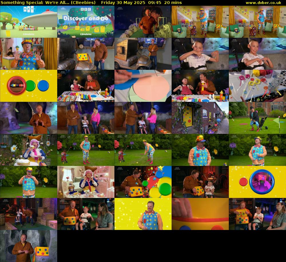 Something Special: We're All... (CBeebies) Friday 30 May 2025 09:45 - 10:05