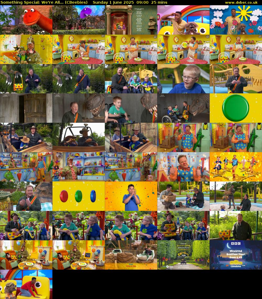 Something Special: We're All... (CBeebies) Sunday 1 June 2025 09:00 - 09:25