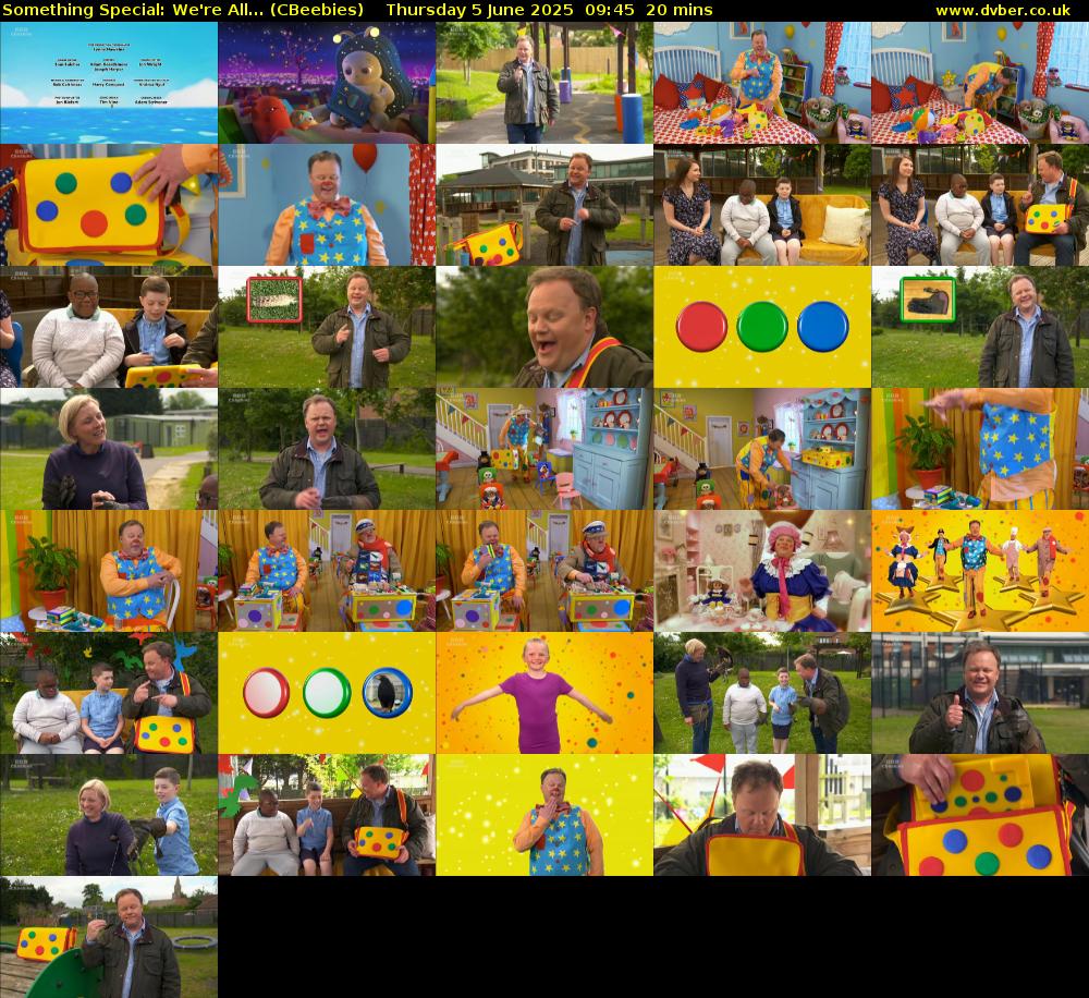 Something Special: We're All... (CBeebies) Thursday 5 June 2025 09:45 - 10:05