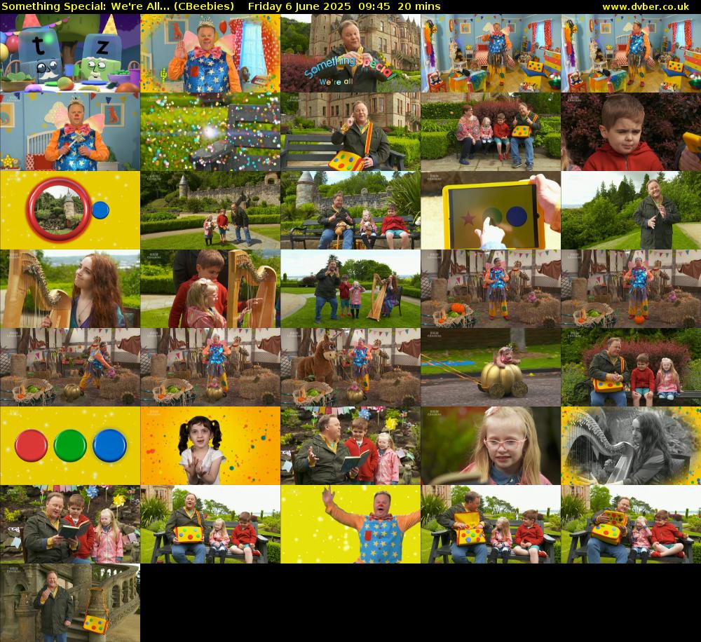 Something Special: We're All... (CBeebies) Friday 6 June 2025 09:45 - 10:05