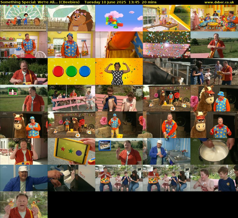 Something Special: We're All... (CBeebies) Tuesday 10 June 2025 13:45 - 14:05
