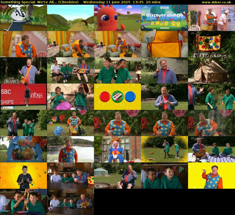 Something Special: We're All... (CBeebies) Wednesday 11 June 2025 13:45 - 14:05