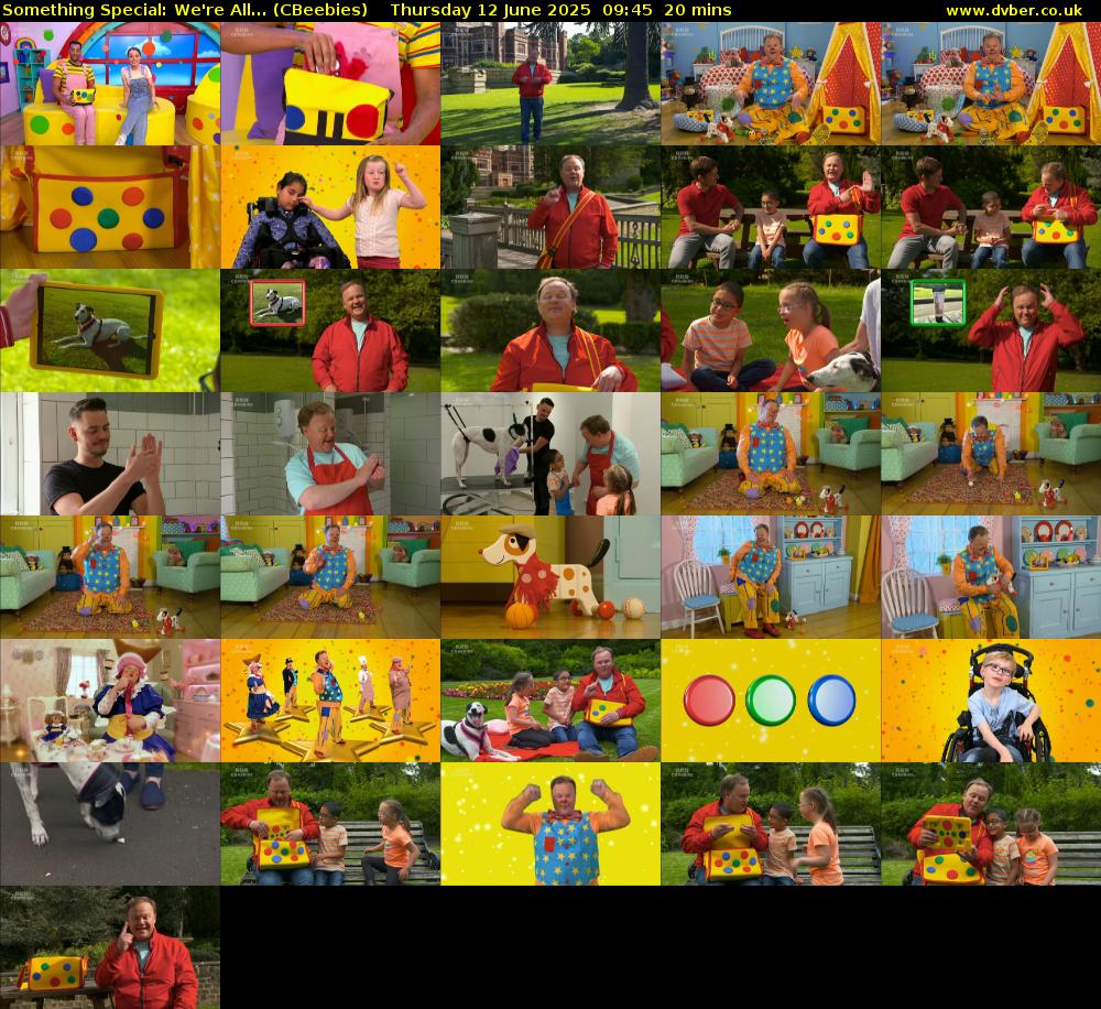 Something Special: We're All... (CBeebies) Thursday 12 June 2025 09:45 - 10:05