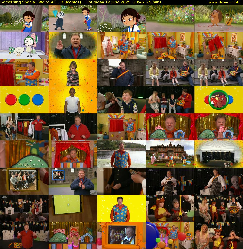 Something Special: We're All... (CBeebies) Thursday 12 June 2025 13:45 - 14:10