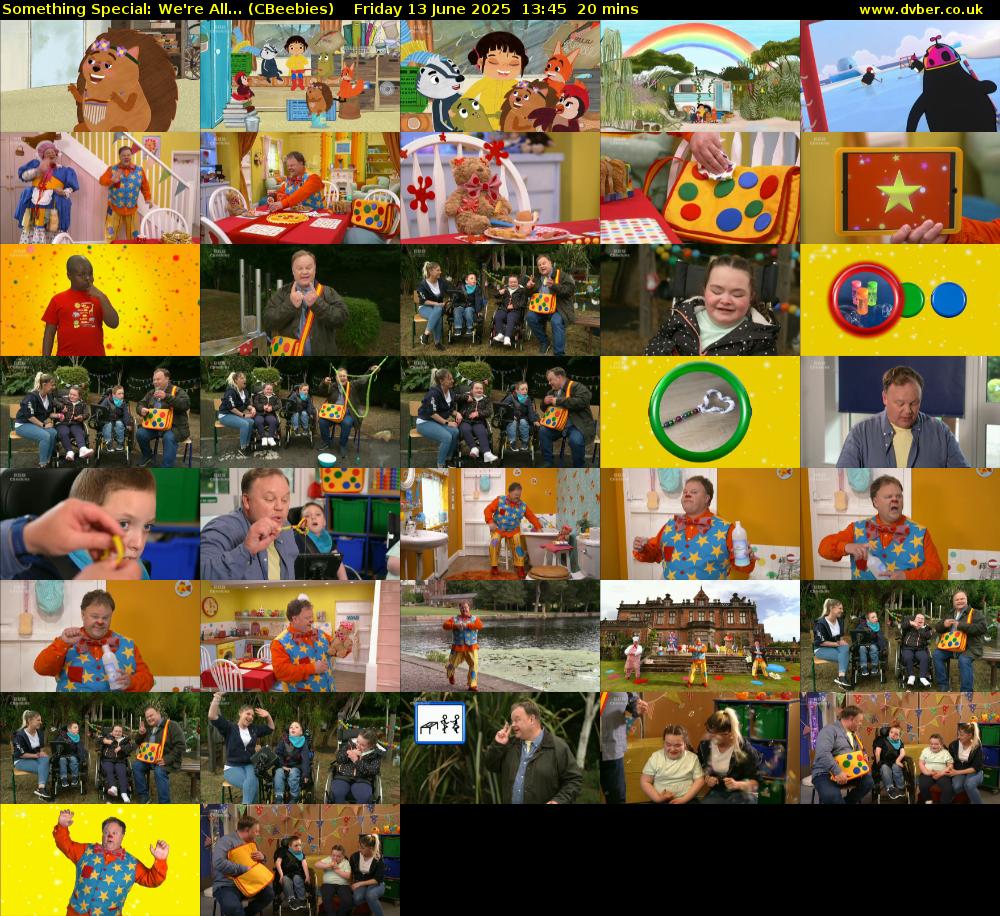 Something Special: We're All... (CBeebies) Friday 13 June 2025 13:45 - 14:05