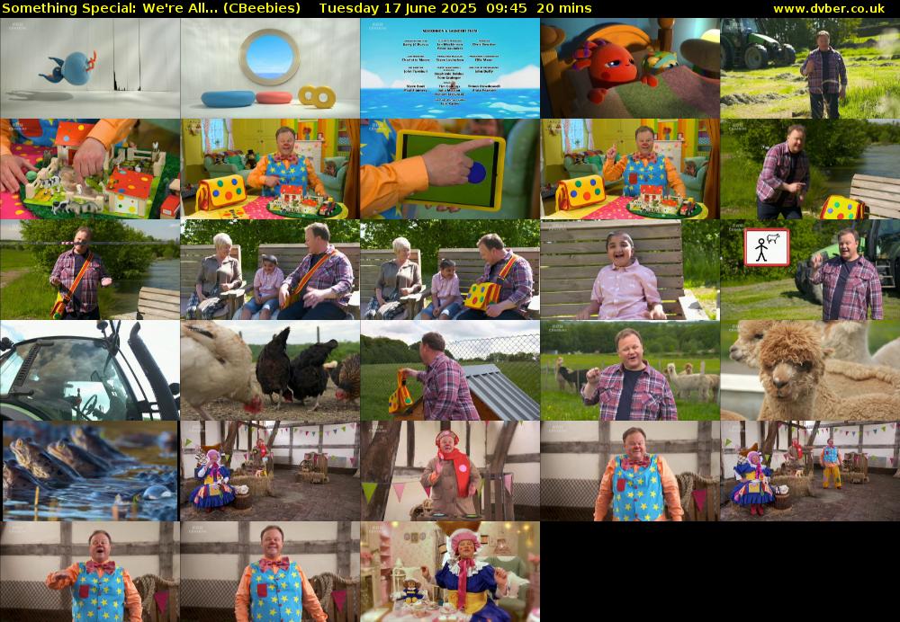 Something Special: We're All... (CBeebies) Tuesday 17 June 2025 09:45 - 10:05