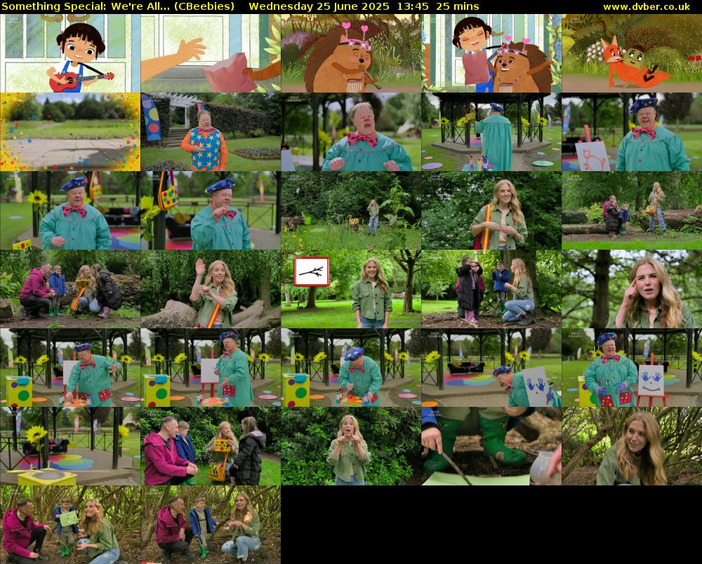 Something Special: We're All... (CBeebies) Wednesday 25 June 2025 13:45 - 14:10