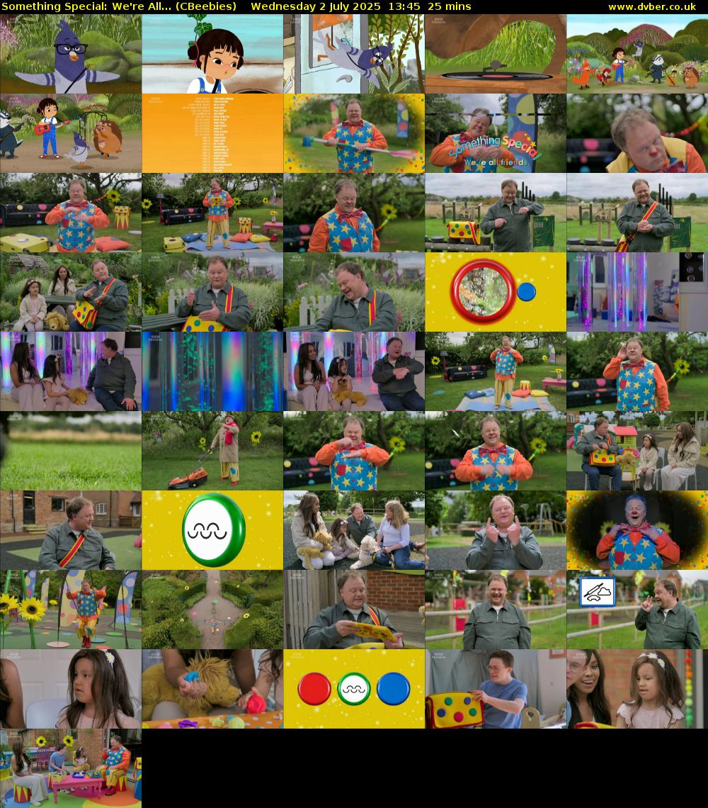 Something Special: We're All... (CBeebies) Wednesday 2 July 2025 13:45 - 14:10
