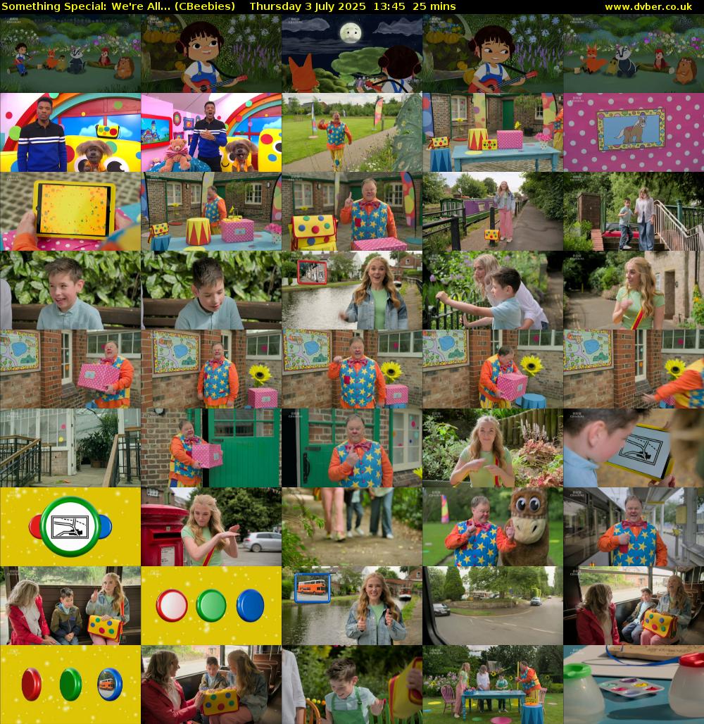 Something Special: We're All... (CBeebies) Thursday 3 July 2025 13:45 - 14:10