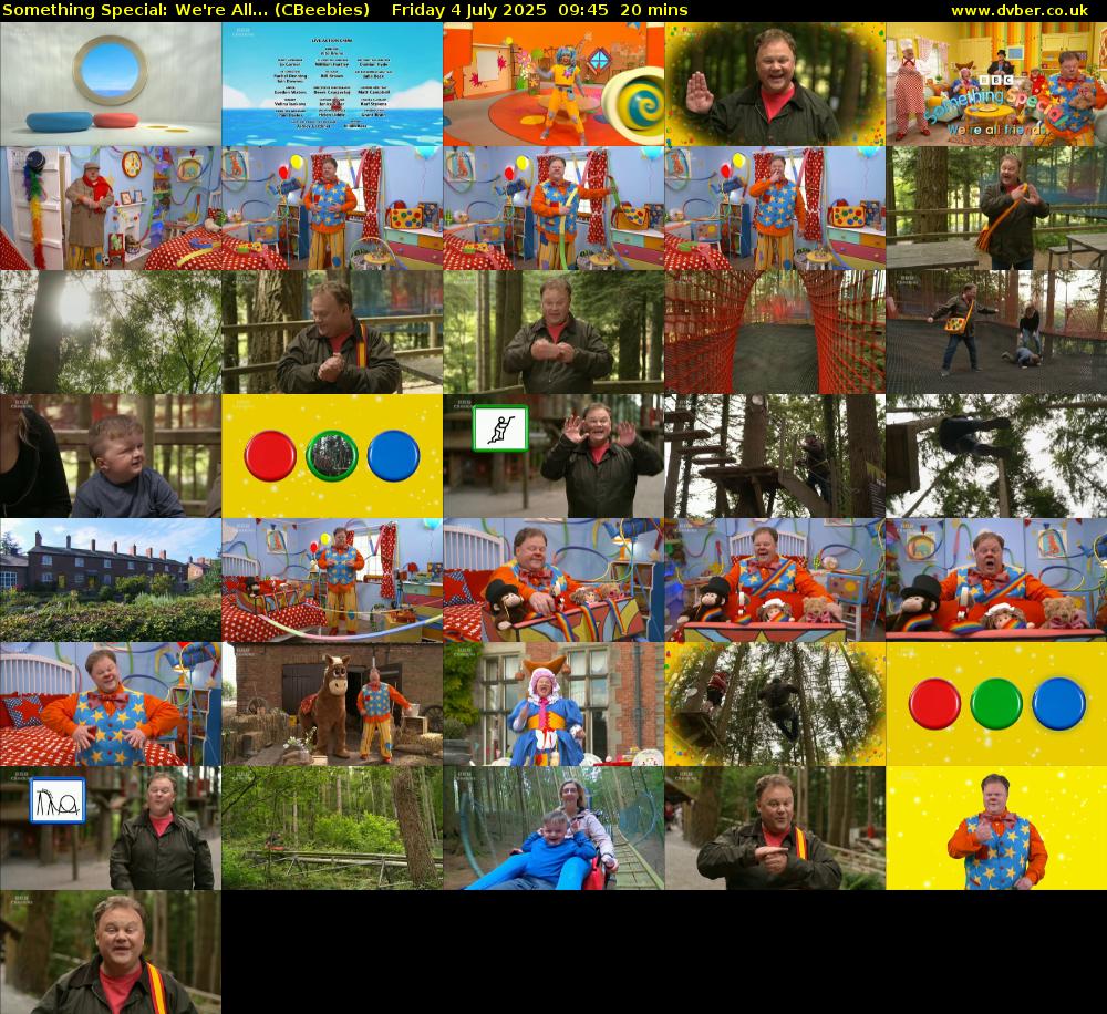 Something Special: We're All... (CBeebies) Friday 4 July 2025 09:45 - 10:05