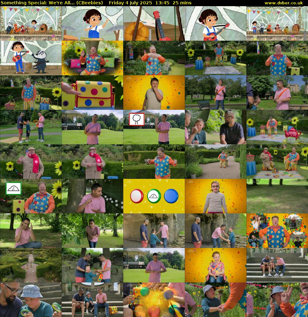 Something Special: We're All... (CBeebies) Friday 4 July 2025 13:45 - 14:10