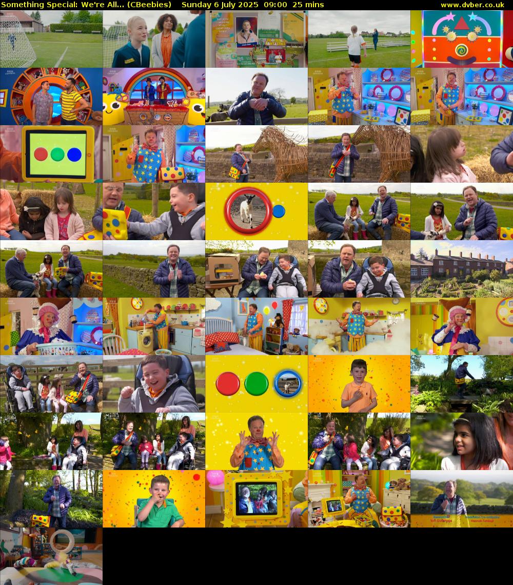 Something Special: We're All... (CBeebies) Sunday 6 July 2025 09:00 - 09:25