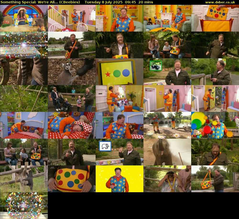 Something Special: We're All... (CBeebies) Tuesday 8 July 2025 09:45 - 10:05