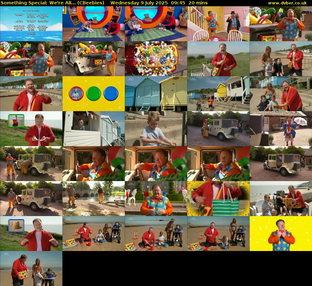 Something Special: We're All... (CBeebies) Wednesday 9 July 2025 09:45 - 10:05