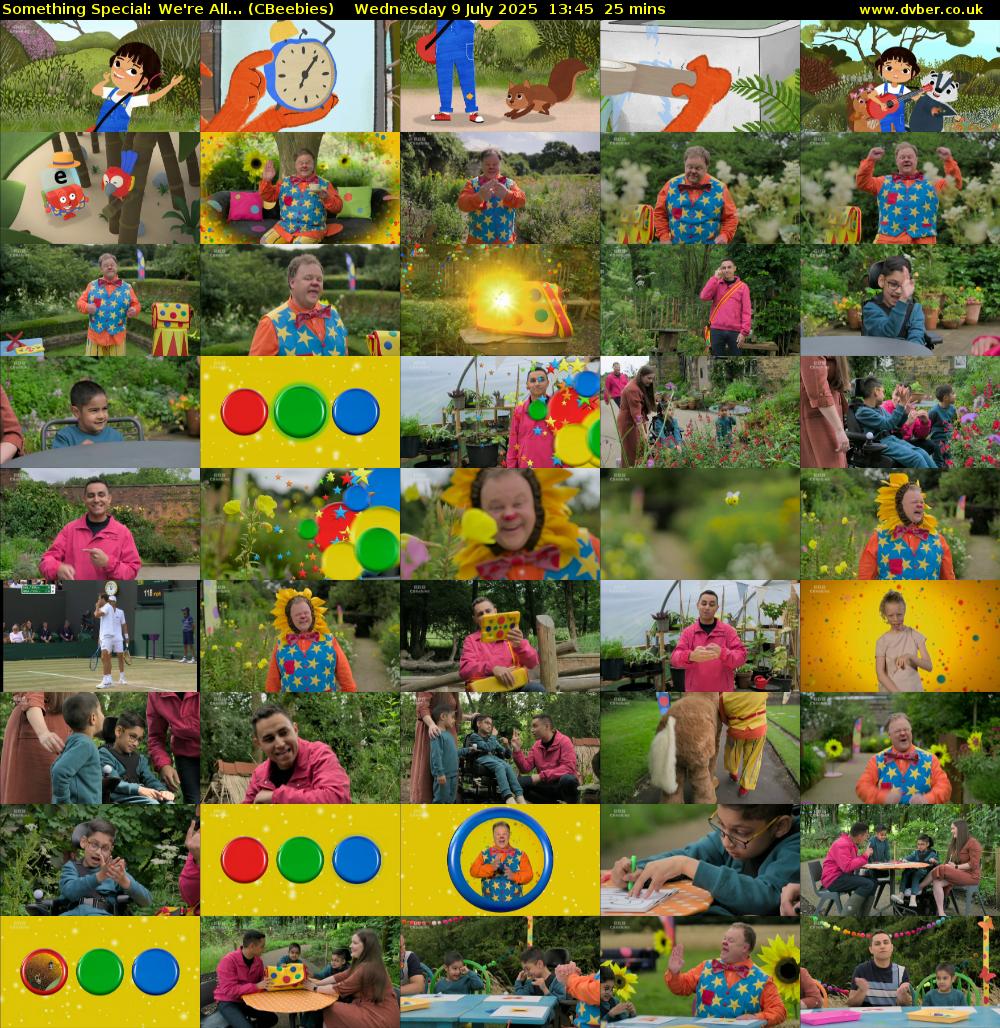 Something Special: We're All... (CBeebies) Wednesday 9 July 2025 13:45 - 14:10