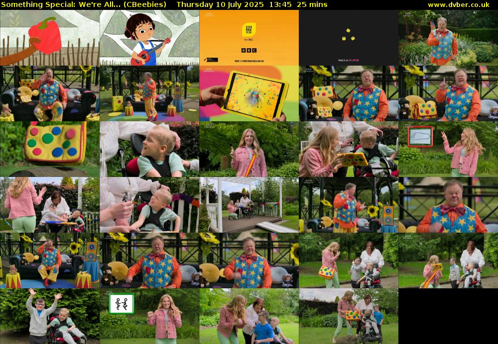 Something Special: We're All... (CBeebies) Thursday 10 July 2025 13:45 - 14:10